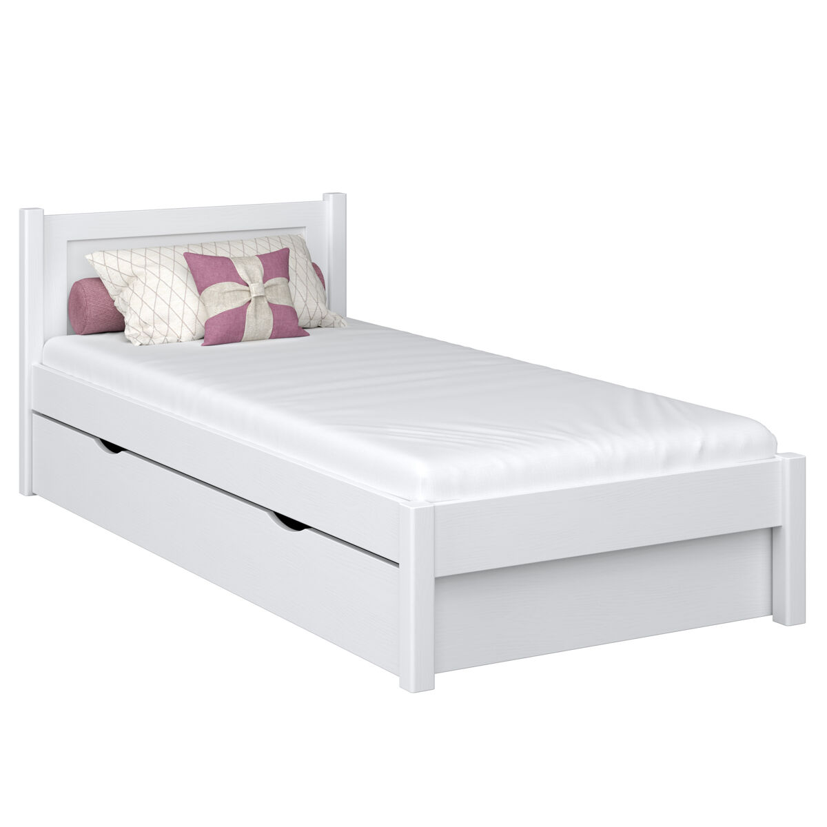 Cama individual de madeira com gaveta n02 branco