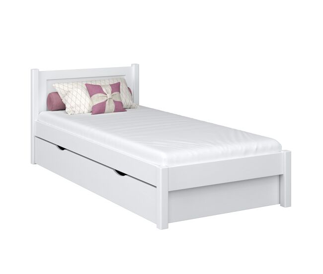 Cama individual de madeira com gaveta n02 branco