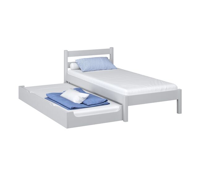 Cama individual de madeira com gaveta para colchão n01 cinza