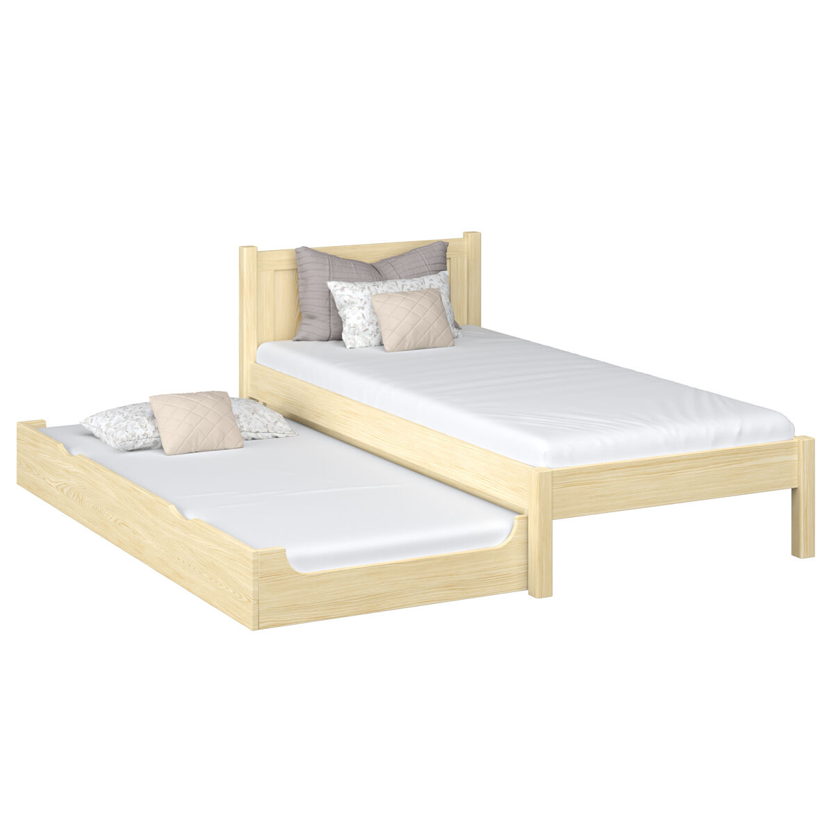 Cama individual com gaveta para colchão n02 pinho incolor