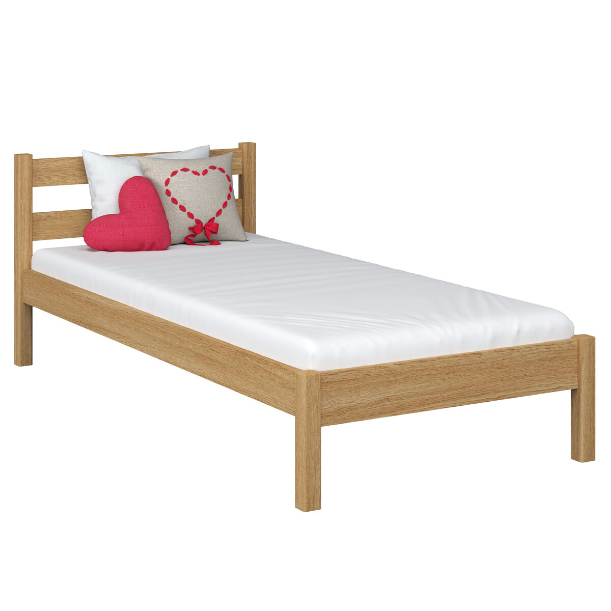 Cama individual de carvalho n01 carvalho natural