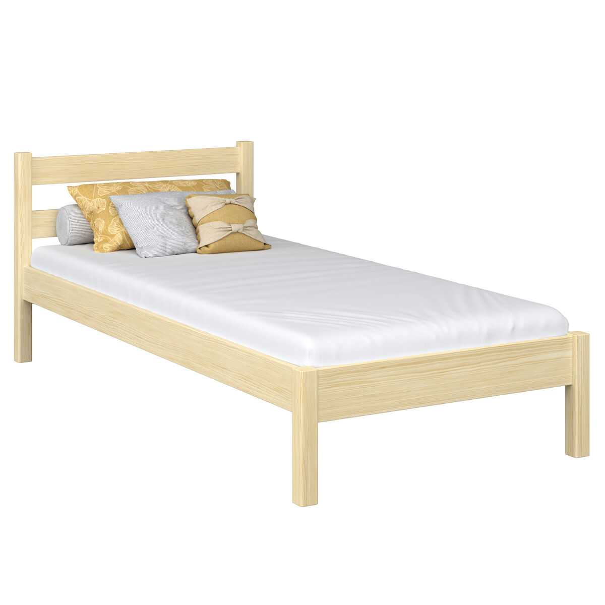 Cama individual de madeira n01 pinho incolor