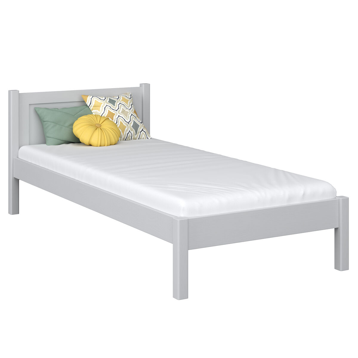 Cama individual de madeira n02 cinza
