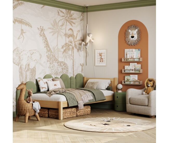 Cama individual de madeira n02 pinho natural