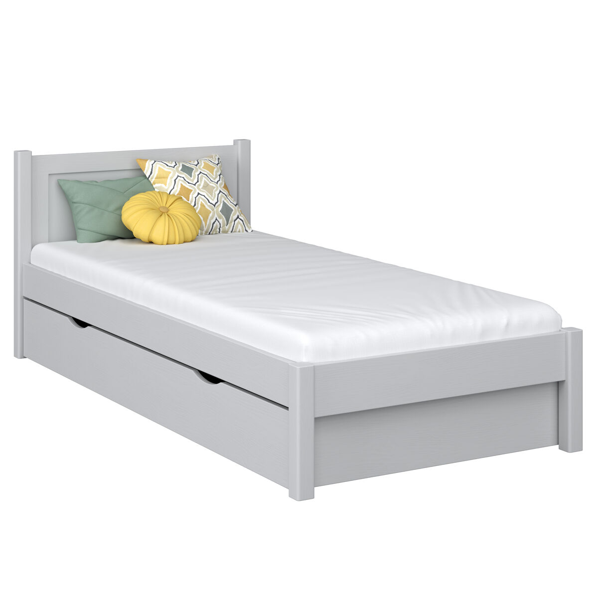 Cama individual de madeira com gaveta n02 cinza