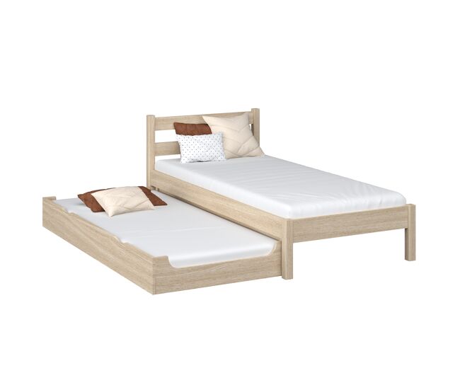Cama individual de carvalho com gaveta para colchão n01 carvalho branqueado