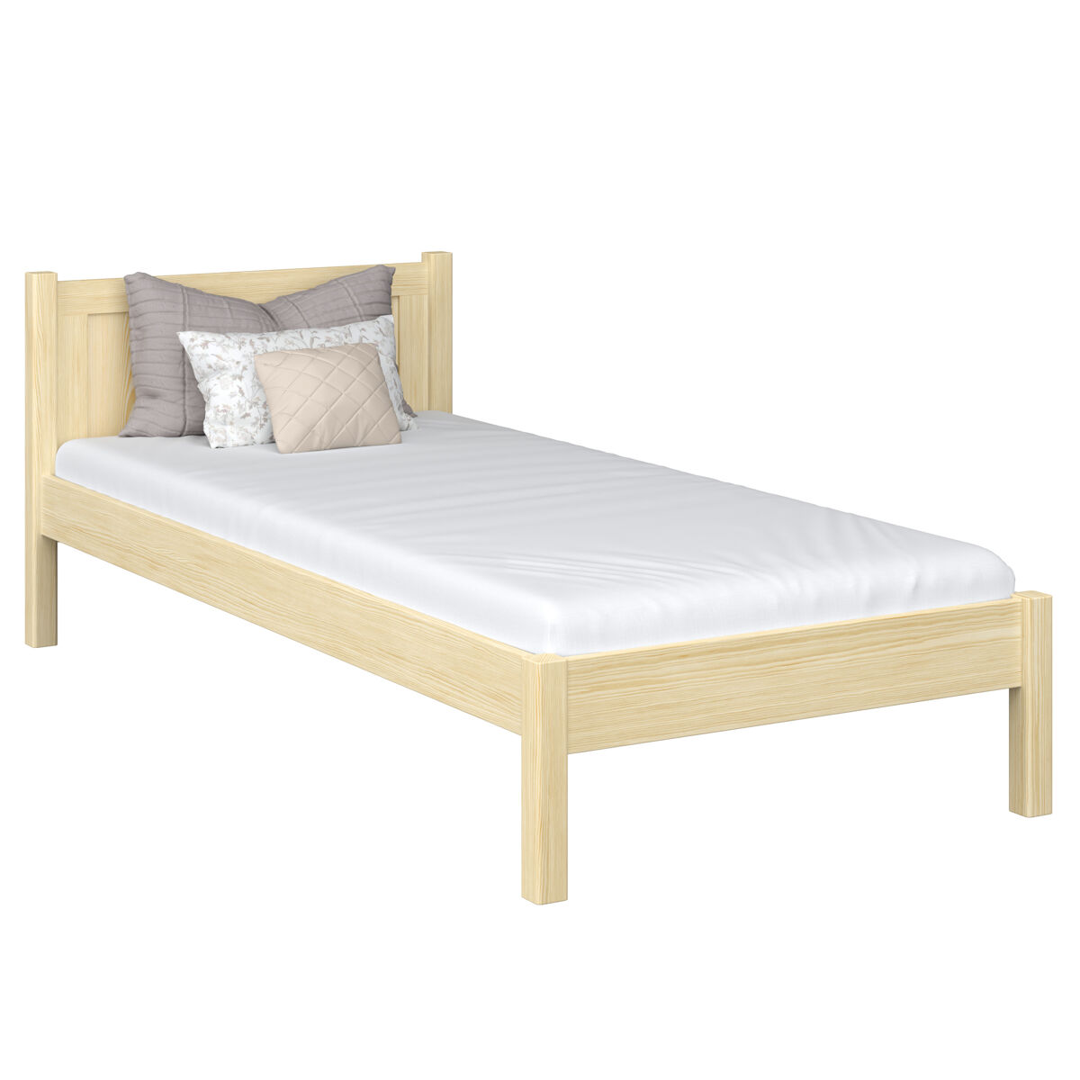 Cama individual de madeira n02 pinho incolor