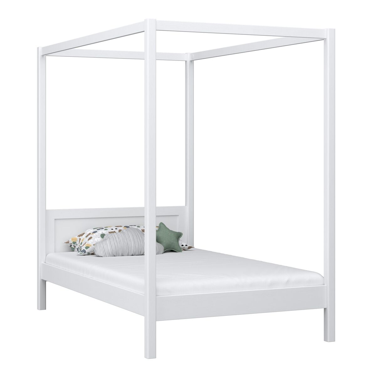 Cama individual de madeira com dossel n02 branco