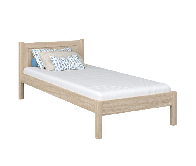 Cama individual de carvalho n02 carvalho branqueado