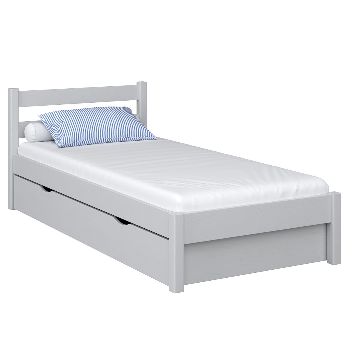 Cama individual de madeira com gaveta n01 cinza