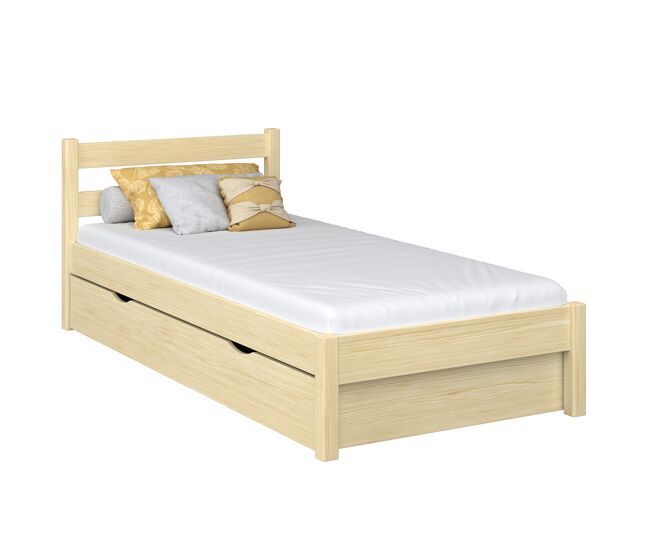 Cama individual de madeira com gaveta n01 pinho incolor