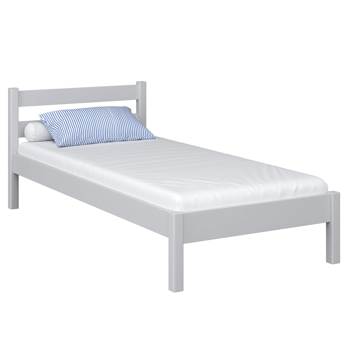 Cama individual de madeira n01 cinza