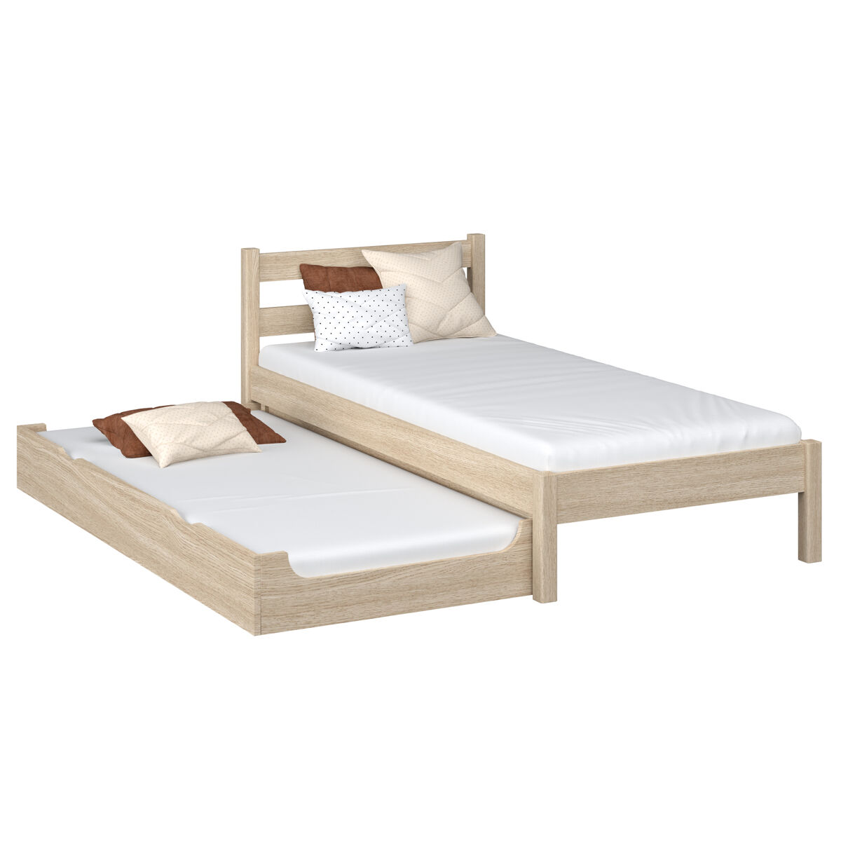 Cama individual de carvalho com gaveta para colchão n01 carvalho branqueado