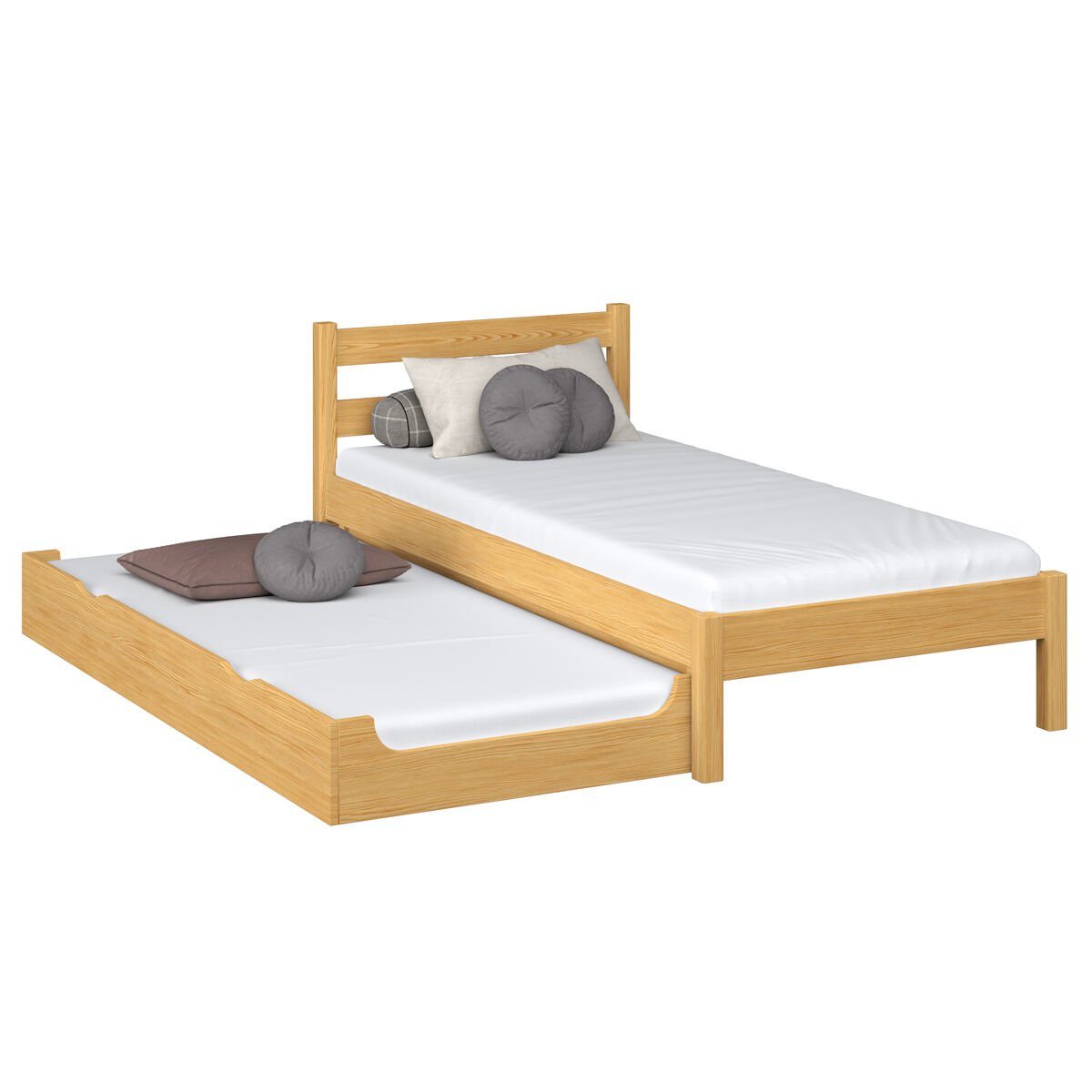 Cama individual de madeira com gaveta para colchão n01 pinho natural