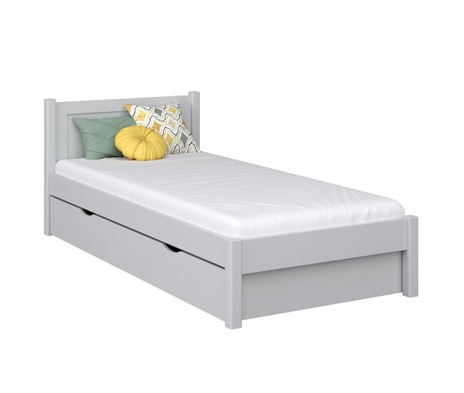 Cama individual de madeira com gaveta n02 cinza