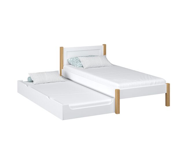 Cama individual com gaveta para colchão n02 branco e carvalho