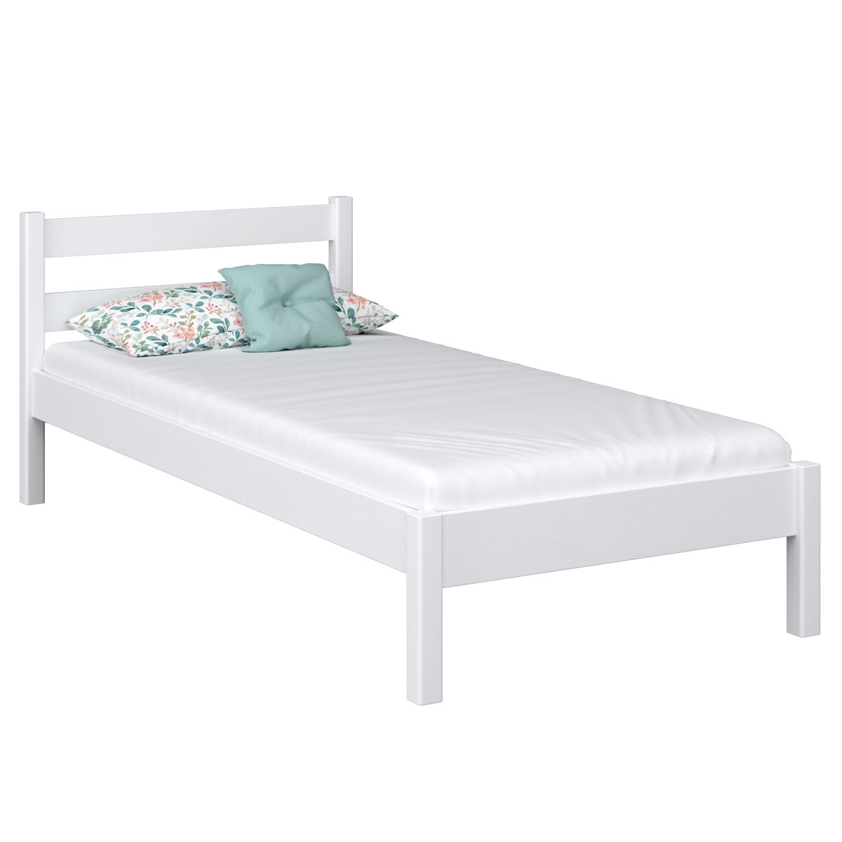 Cama individual de madeira n01 branco
