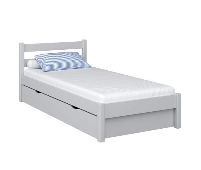 Cama individual de madeira com gaveta n01 cinza