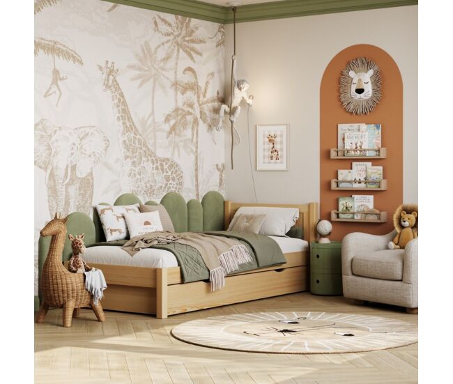 Cama individual de madeira com gaveta n02 pinho natural