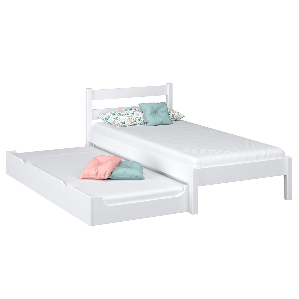 Cama individual de madeira com gaveta para colchão n01 branco