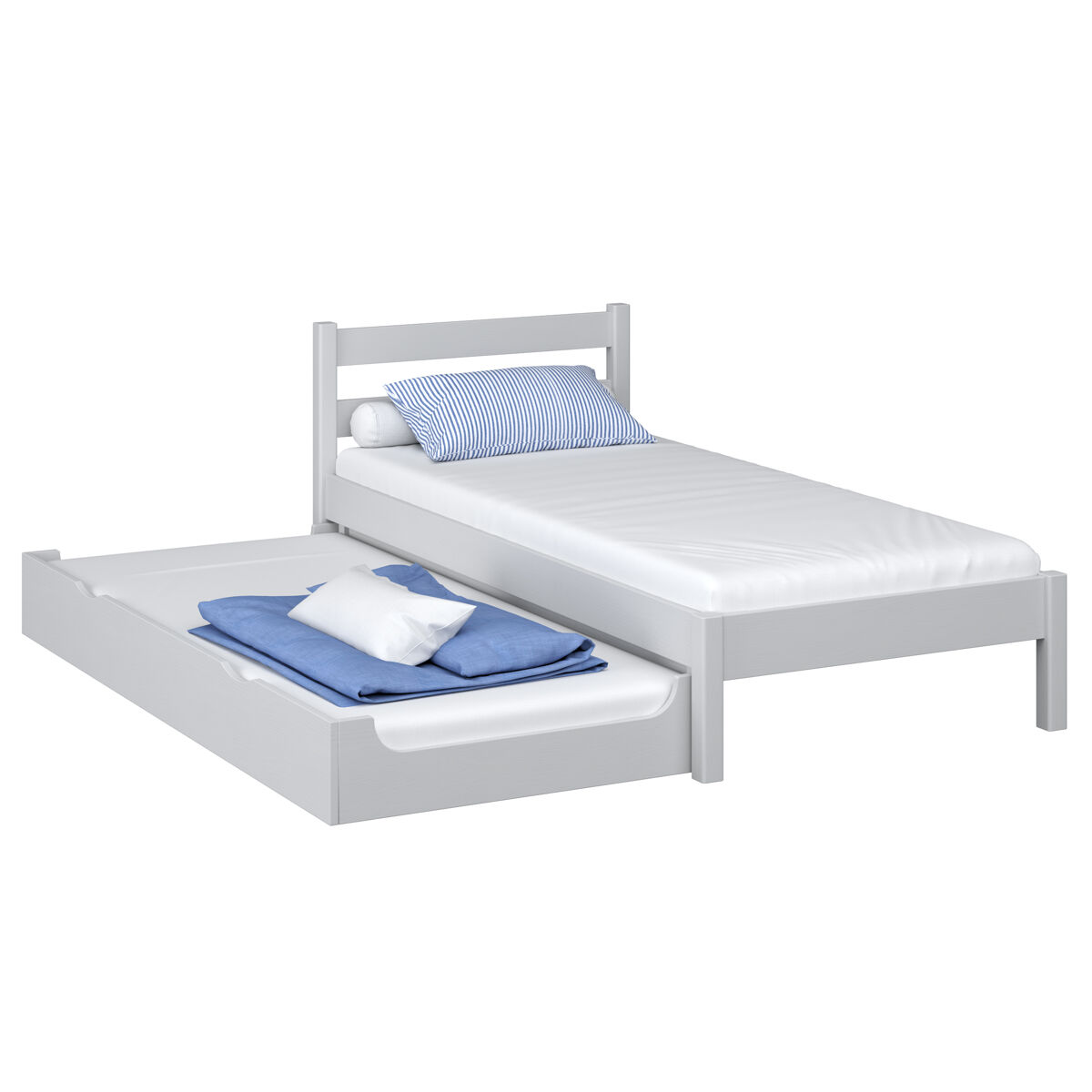 Cama individual de madeira com gaveta para colchão n01 cinza