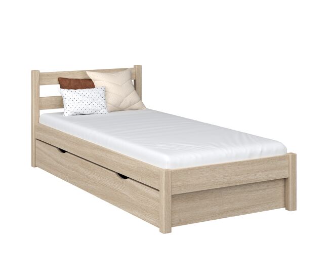 Cama individual de carvalho com gaveta n01 carvalho branqueado