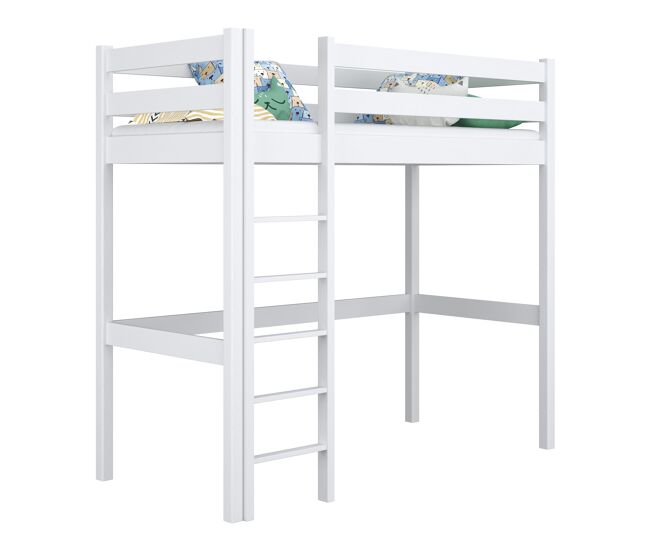 Cama alta de madeira n05 branco