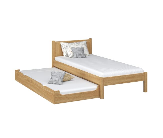 Cama individual de carvalho com gaveta para colchão n02 carvalho natural