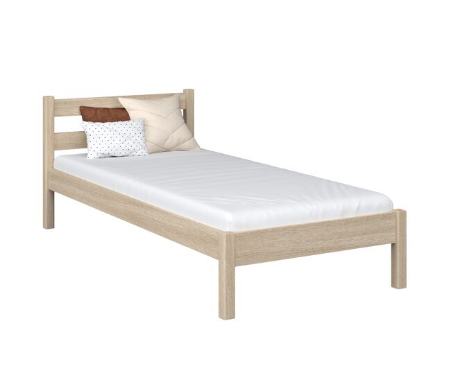 Cama individual de carvalho n01 carvalho branqueado