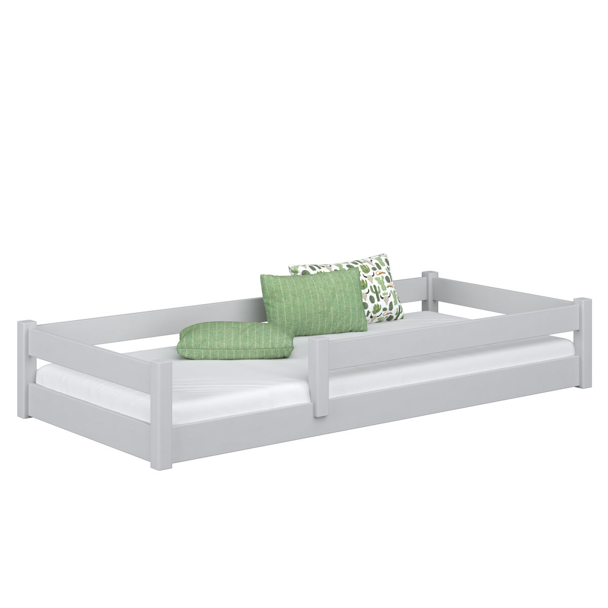 Cama baixa de madeira n02 cinza