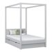Cama individual de madeira com dossel e gaveta N02 90x200 Cama individual de madeira com dossel e gaveta N02 90x200 Branco/Cinza