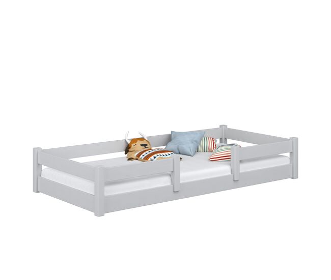 Cama baixa de madeira n01 cinza