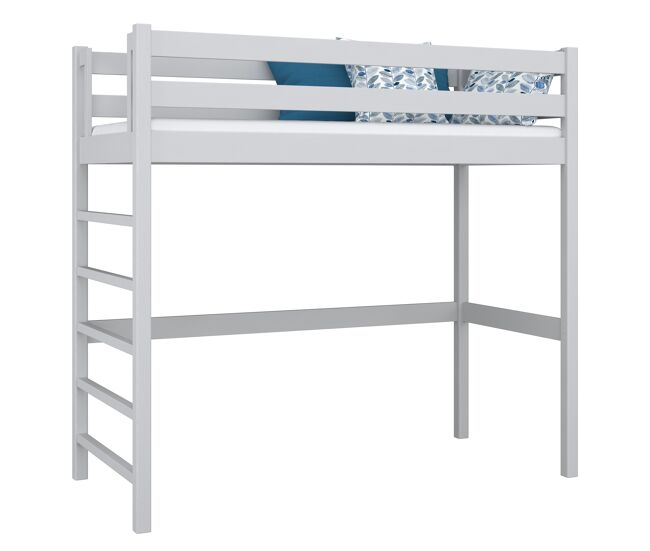 Cama alta de madeira n01 cinza