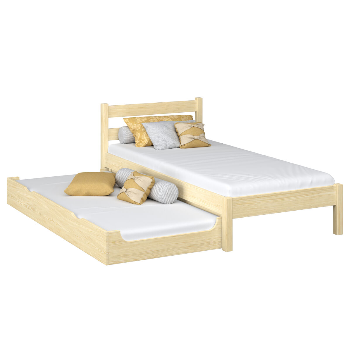 Cama individual de madeira com gaveta para colchão n01 pinho incolor