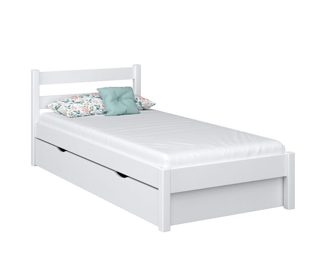 Cama individual de madeira com gaveta n01 branco