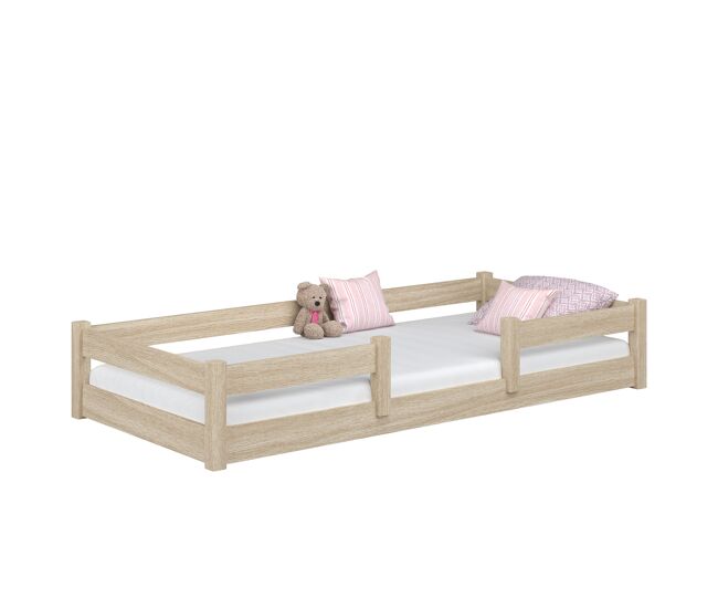 Cama baixa de carvalho n01 carvalho branqueado