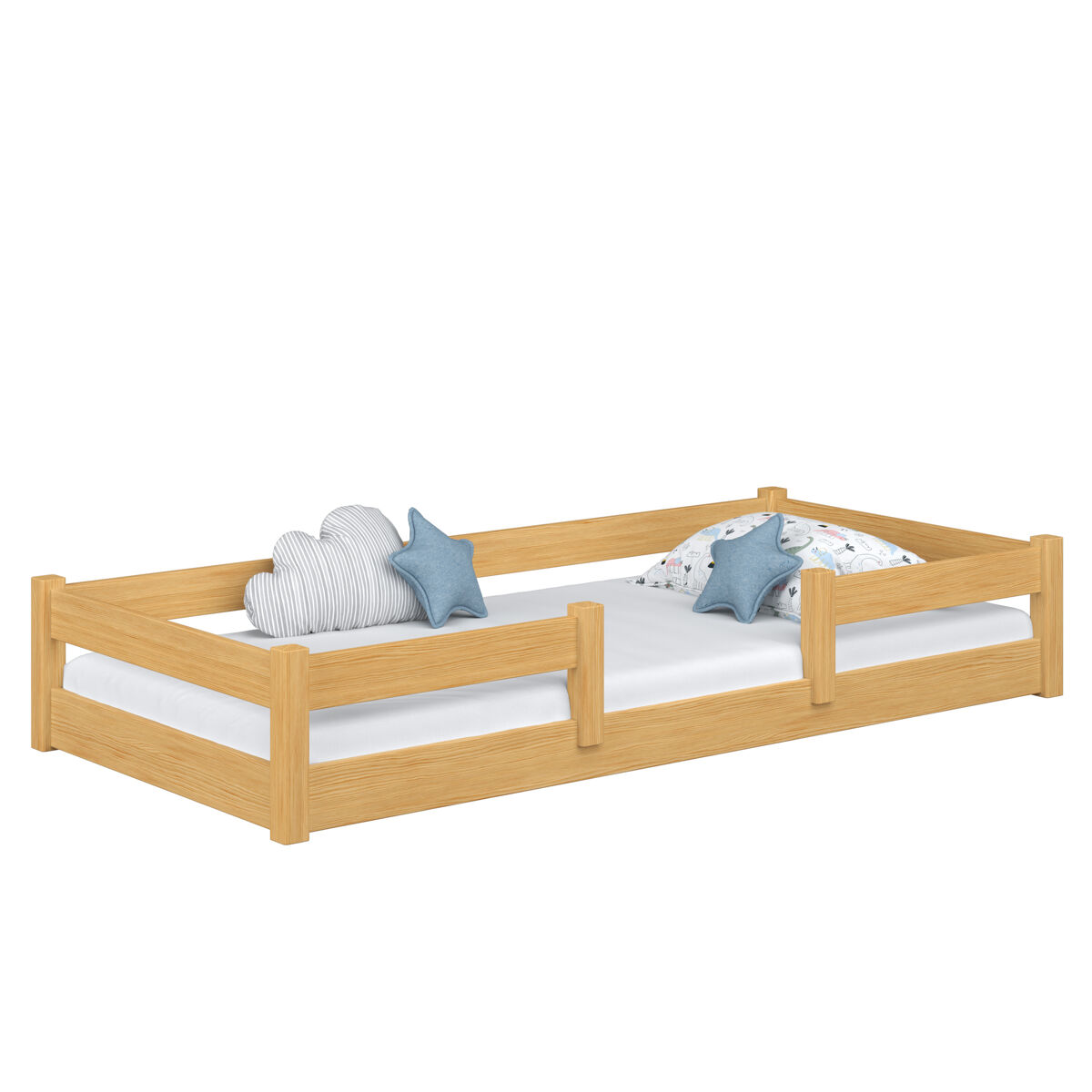 Cama baixa de madeira n01 pinho natural