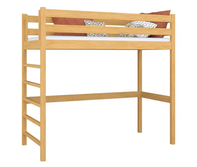 Cama alta de madeira n01 pinho natural
