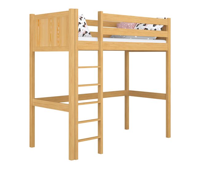 Cama alta de madeira n06 pinho natural