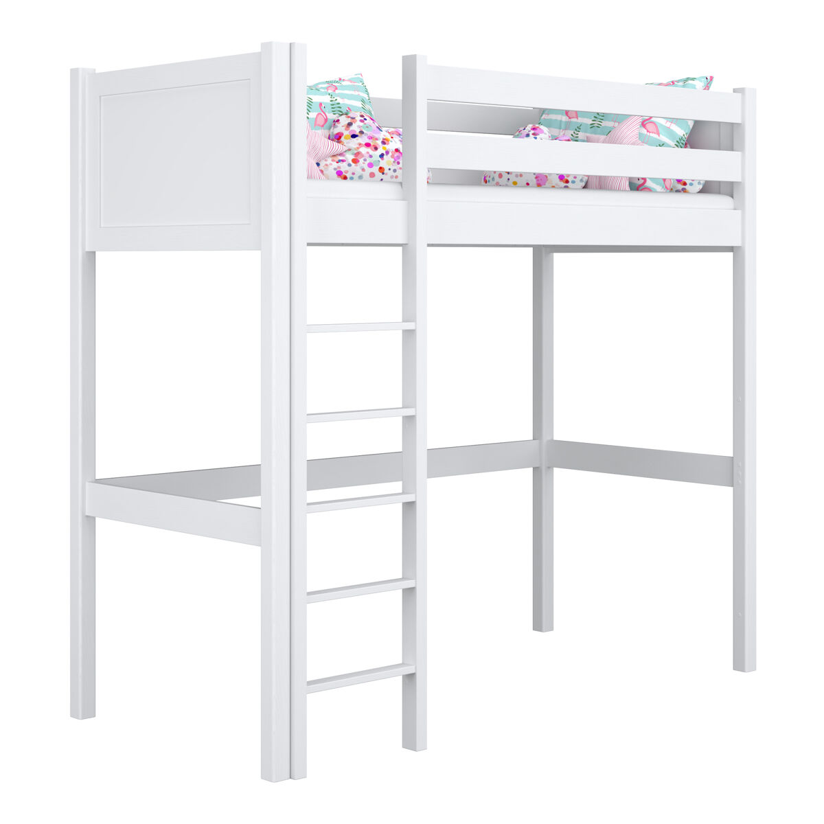 Cama alta de madeira n06 blanc