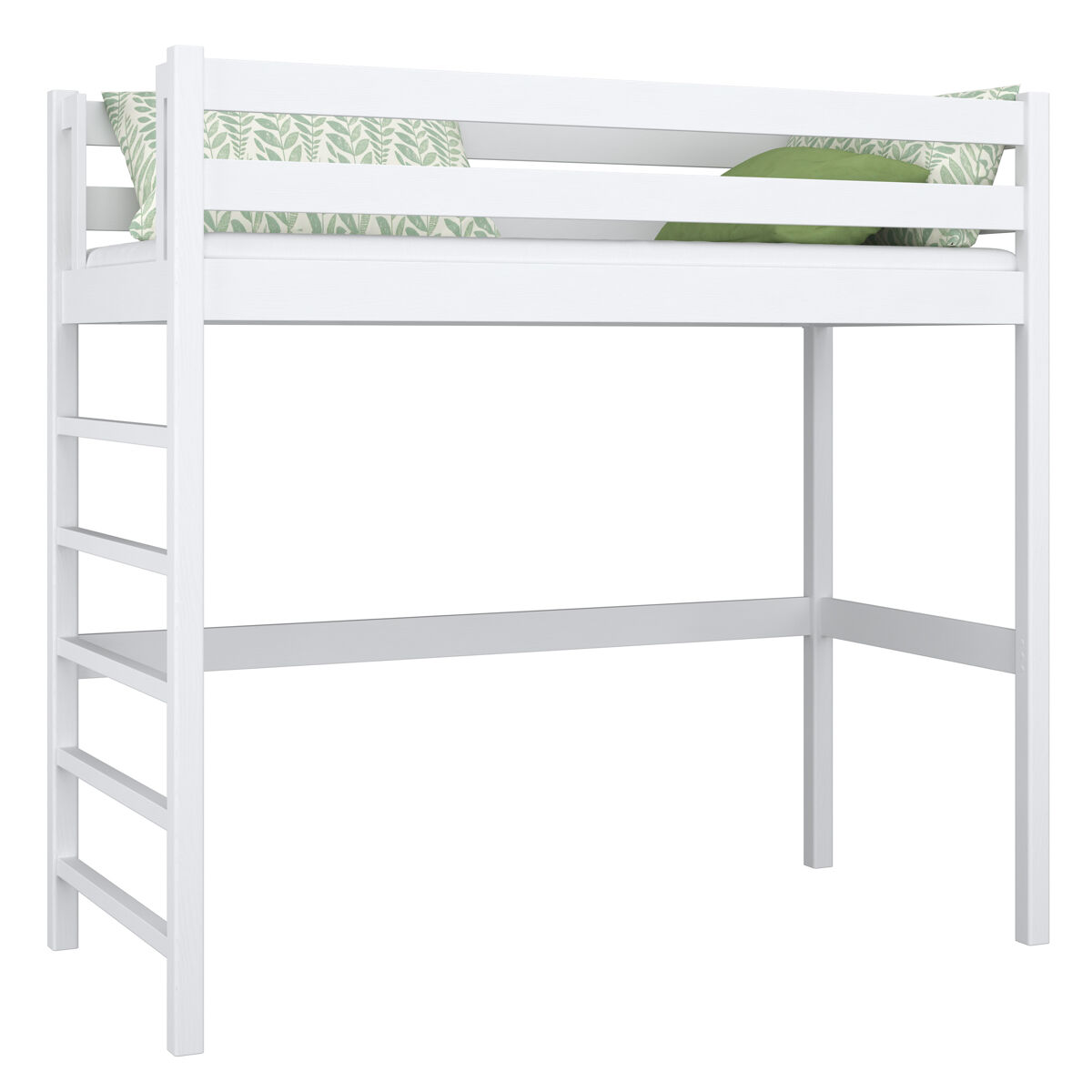 Cama alta de madeira n01 branco