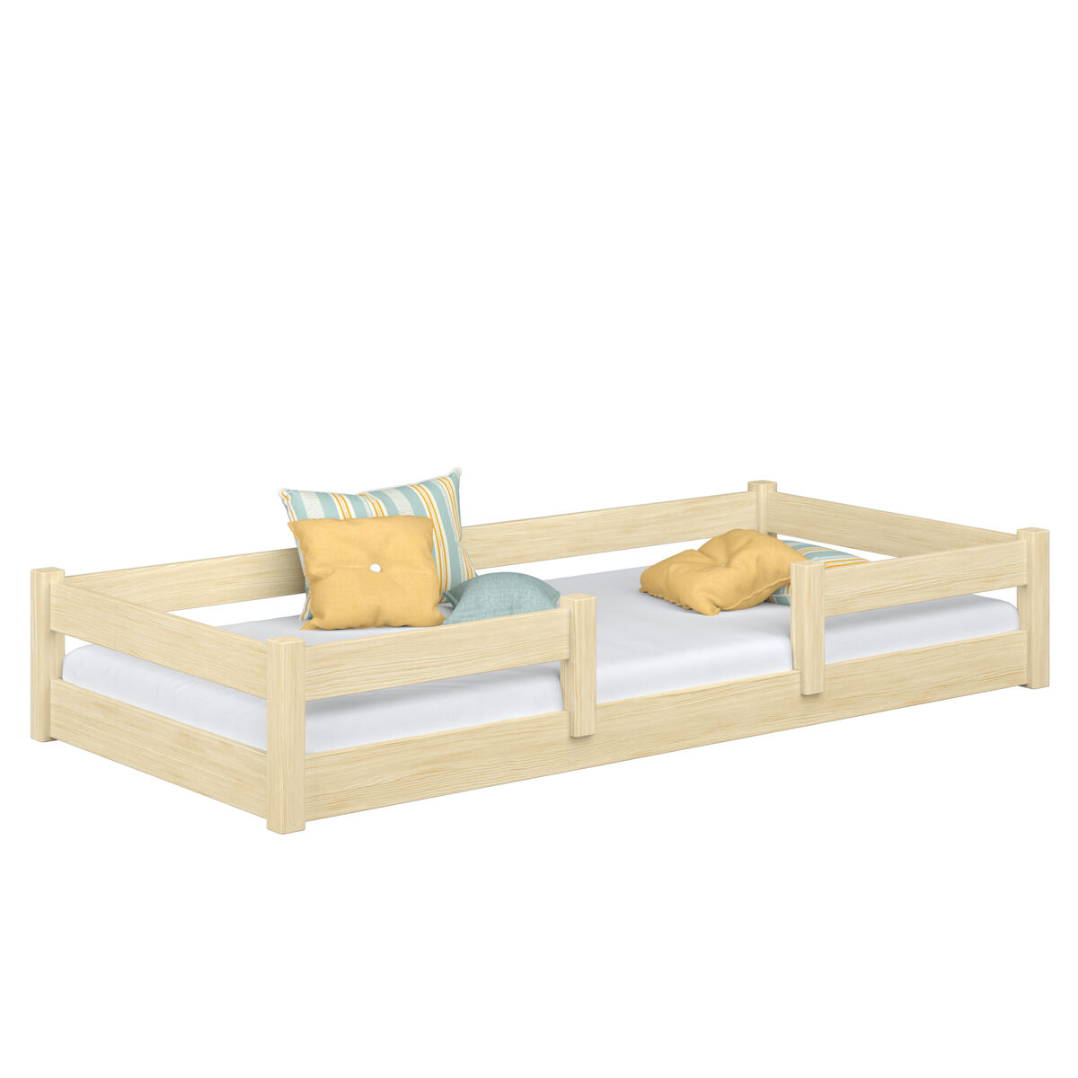 Cama baixa de madeira n01 pinho incolor