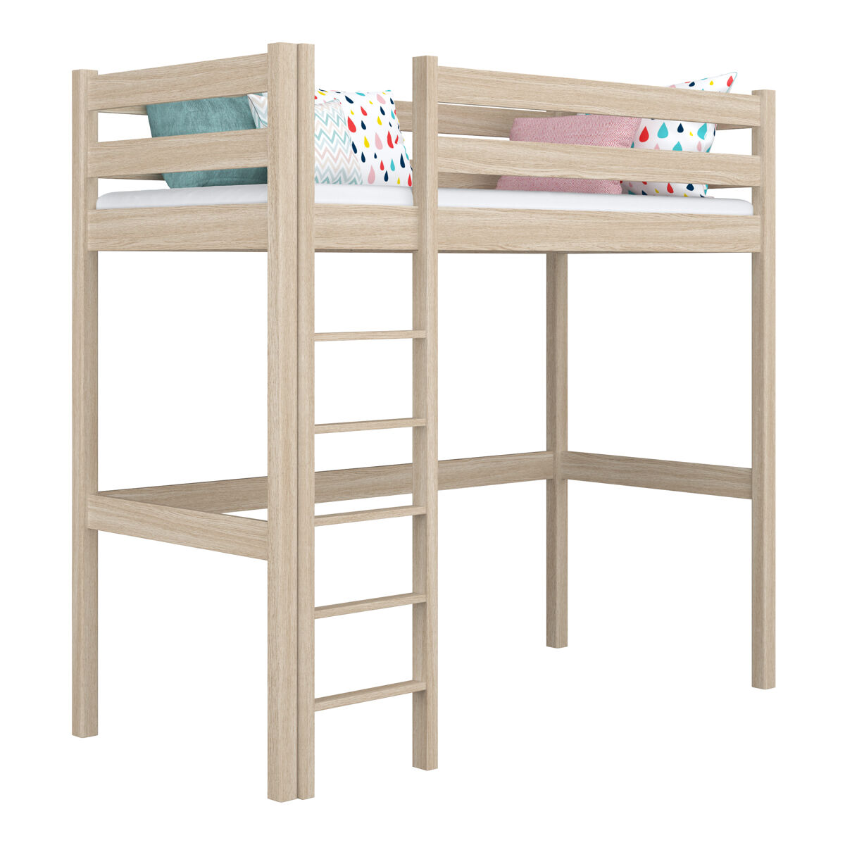Cama mezzanine de carvalho n05 carvalho branqueado