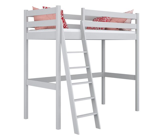 Cama alta de madeira n03 cinza