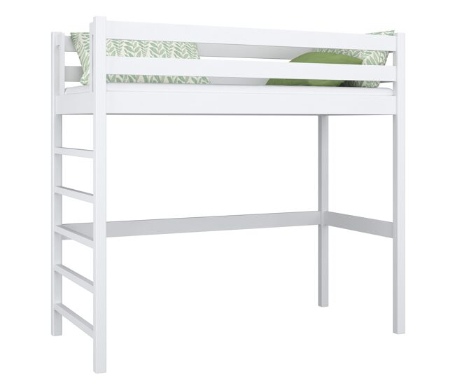 Cama alta de madeira n01 branco