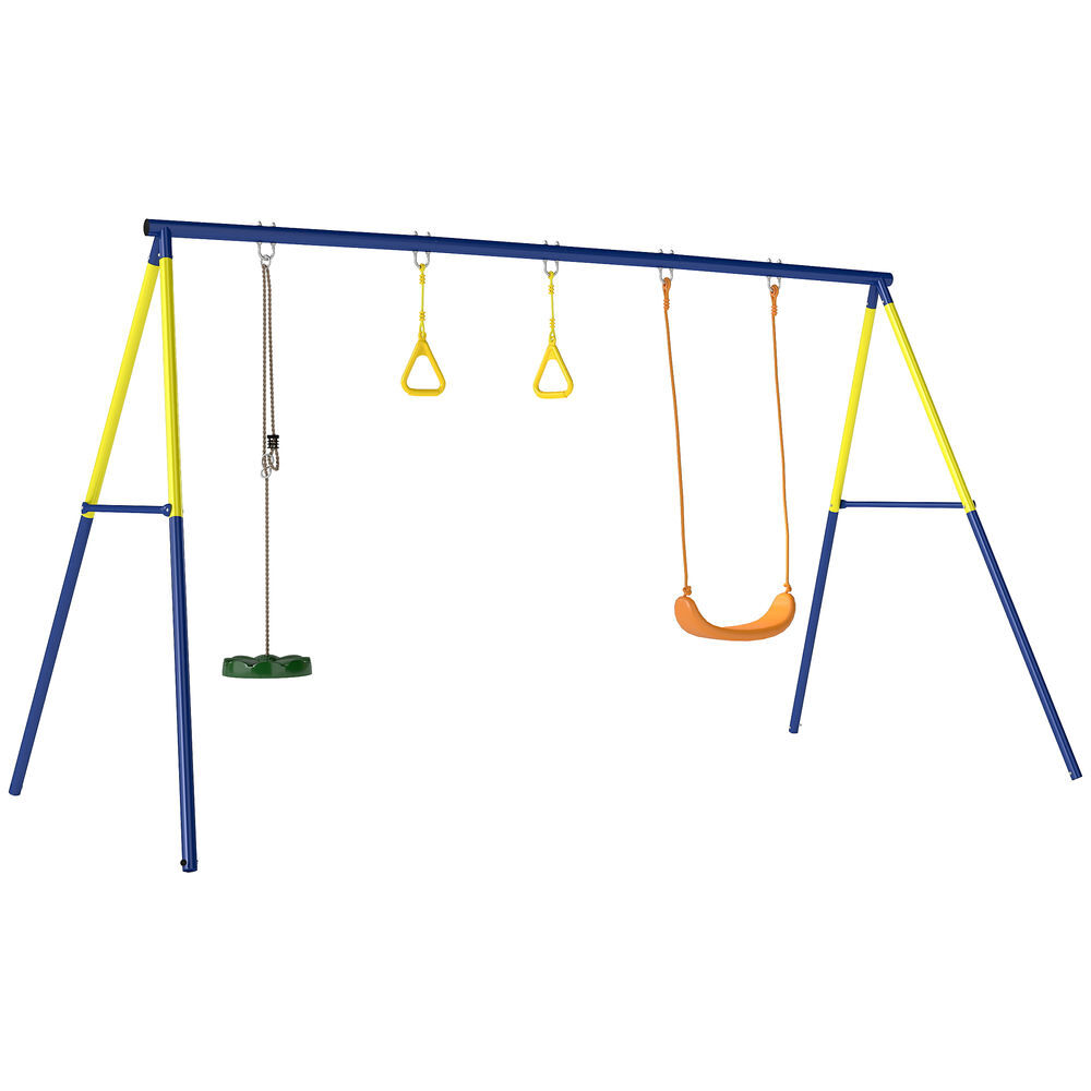 Aiyaplay baloiço infantil 3 em 1 baloiço com argolas de ginástica suporta até 150 kg para interior e exterior enfants dos 3 aos 8 anos 285x160x181 cm multicolor