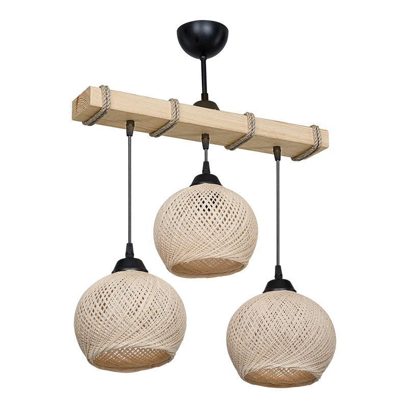 Fiona e27 pendente creme natural 50x20x63 cm com três lâmpadas de 60w