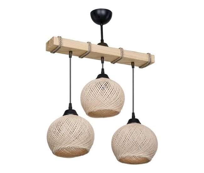 Fiona e27 pendente creme natural 50x20x63 cm com três lâmpadas de 60w
