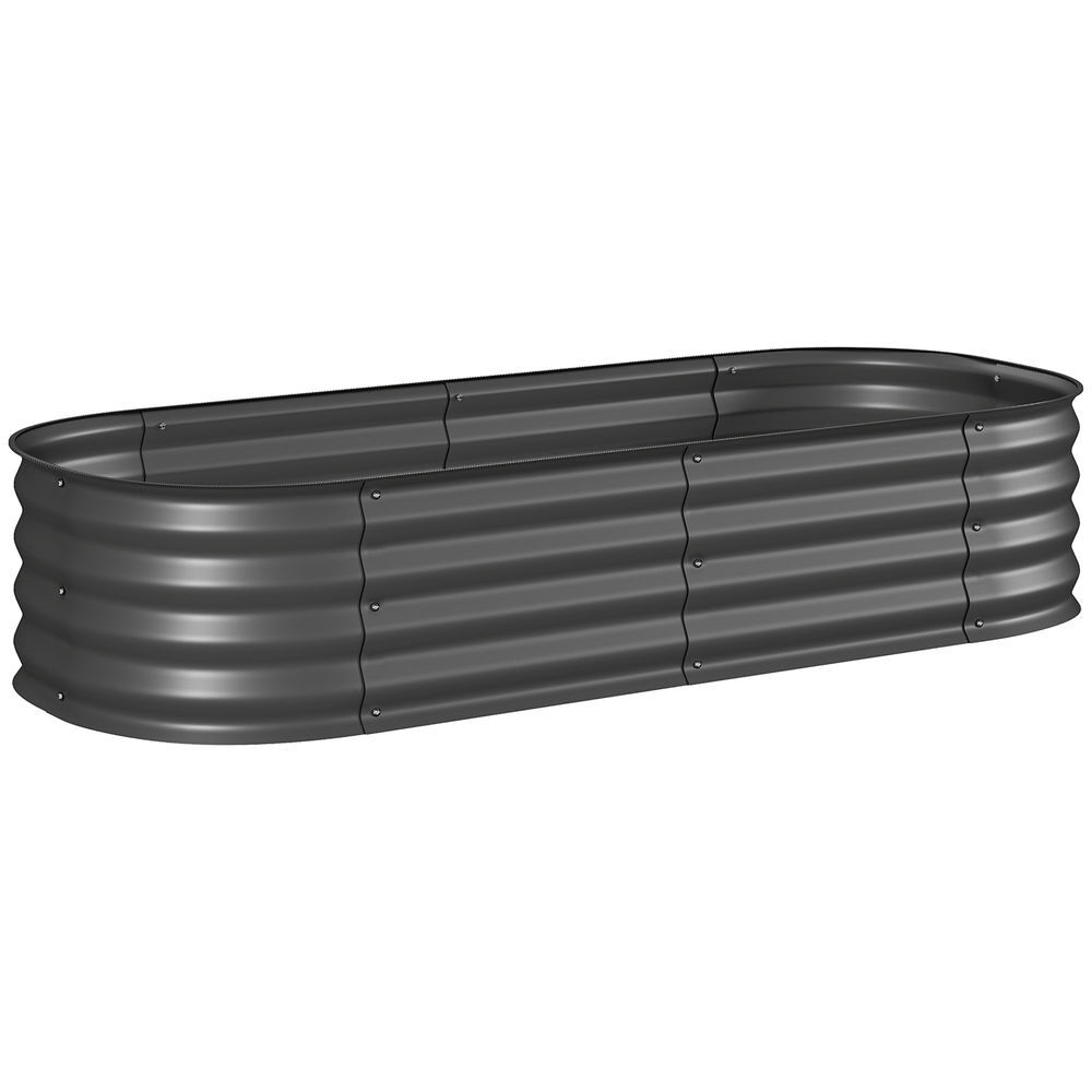 Outsunny caixa de plantio de exterior grande em aço galvanizado para cultivo de plantas floreira exterior com bordas de segurança montagem fácil