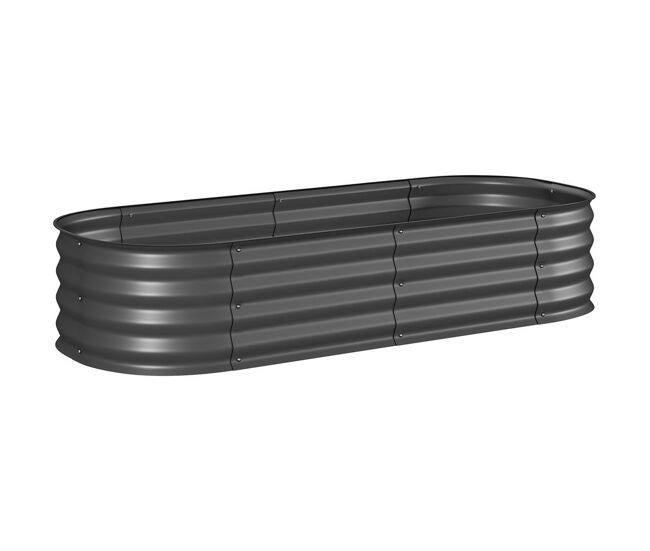 Outsunny caixa de plantio de exterior grande em aço galvanizado para cultivo de plantas floreira exterior com bordas de segurança montagem fácil